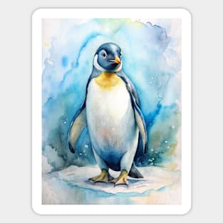 Adorable Penguin Animal Watercolor Painting Sticker